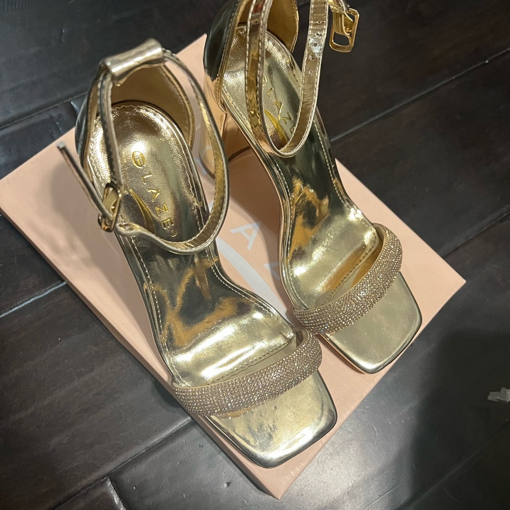 Gold Rhinestone Heels - Picture 3 of 5